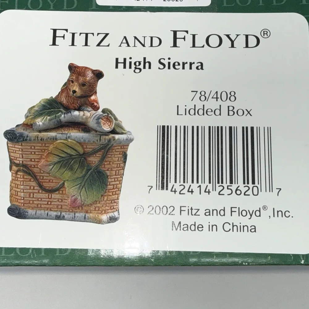 Brown Bear Cub Fitz & Floyd Classics High Sierra Trinket Box w/ Lid NEW Retired